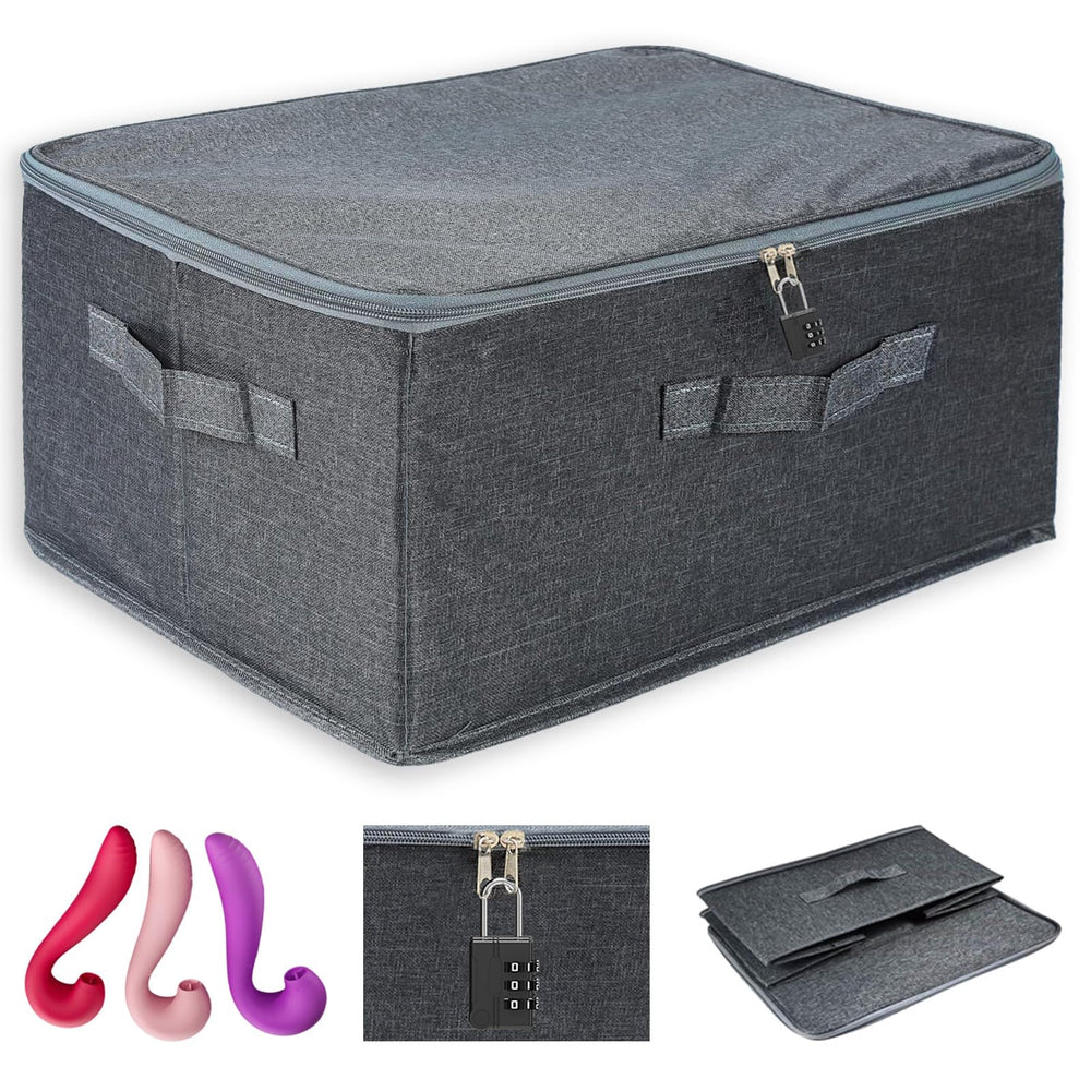 Turesmith lockable toy storage box closed view showcasing discreet design for privacy