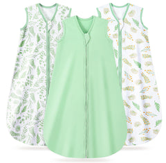 TURMEWU Baby Sleep Sack front view in green for breathable, gentle all-night comfort.