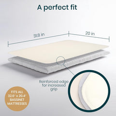 Tutti Bambini machine-washable bassinet protector allows quick cleanup after accidents.