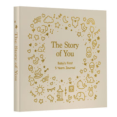 Tutu and Sian baby memory book cover closeup showing premium khaki design for keepsakes