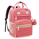 Tuwubi diaper bag backpack pink front view highlighting a spacious main compartment for easy quick outings
