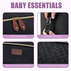 Tuwubi diaper bag tote interior organized with waterproof pocket and multiple storage sections.