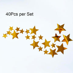 TVPHLLY 40pcs old gold stars wall stickers arranged on a wall for a playful glow
