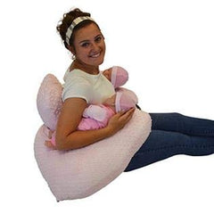 Twin Z Pillow breastfeeding-bottlefeeding-tummy time setup supports mom's back and baby's comfort.