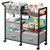 Twinkoo 3-tier rolling diaper caddy cart front view keeps diapers and wipes within reach.