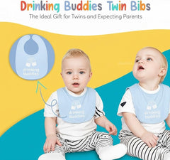 Twinstuff Drinking Buddies twin bibs with unisex design for twins and everyday wear.