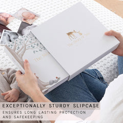 Two Little Dinos memory book cover detail highlights durable texture for daily use.