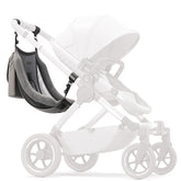 Twogether Ride hammock seat attachment—front view showing double-stroller versatility for infant and toddler rides