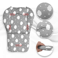 Twoworld high chair cushion gray clouds close-up texture emphasizes soft, non-slip cover and plush filling