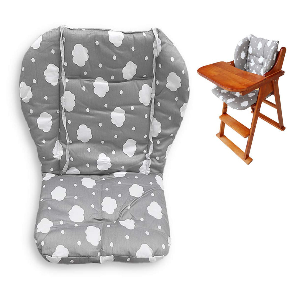 Twoworld high chair cushion gray clouds top view highlights generous 2-inch thick padding for comfort