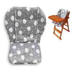 Twoworld high chair cushion gray clouds top view highlights generous 2-inch thick padding for comfort