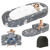 Tykacna Travel Toddler Bed folded for compact storage and easy transport.