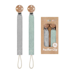 TYRYHU ribbon pacifier clip grey, secure and durable for on-the-go use.