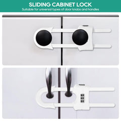 The 4-pack u-shaped sliding cabinet locks install without tools for quick setup.