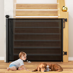 Uamector mesh safety gate top-lock provides secure locking for stairs and doorways.
