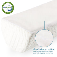 UBBCare foam bed rails on a large bed demonstrate wide edge protection for restless sleepers.