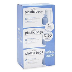 Ubbi diaper pail bags 75-pack in a compact dispenser for mess-free disposal