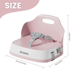 UBRAVOO booster seat with tray attached demonstrates easy mealtime setup.