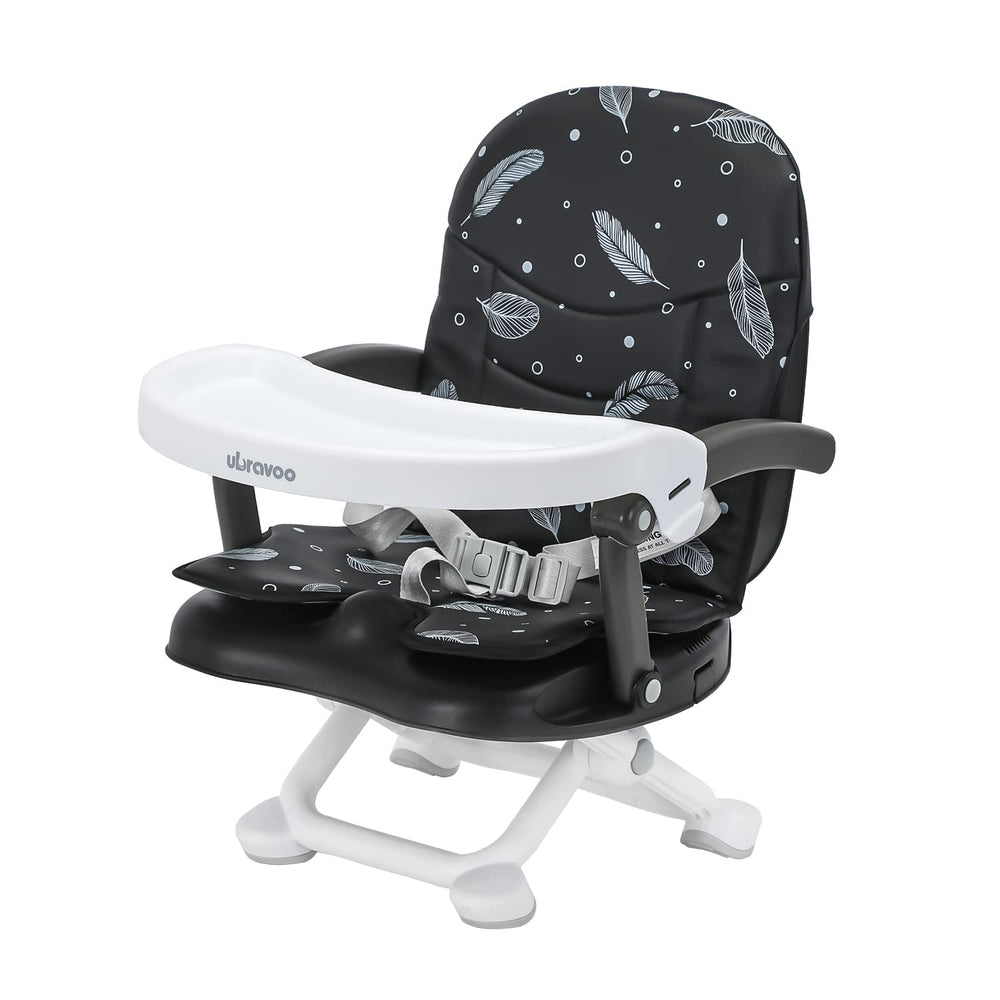 UBRAVOO baby booster seat with tray attachment enables easier at-table meals.
