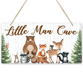 Uflashmi wood-man-cave-sign with woodgrain adds rustic nursery charm.