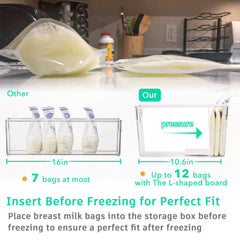 Ugotfeels suction cups with dividers push milk bags upright saves space.