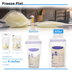 Ugotfeels stackable containers organize milk bags for quick access and visibility.