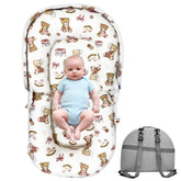 UGRASEA Baby Lounger folded into backpack form for easy travel.