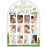 UIBOVA Hole in One board full view showcases 12–13 photo slots for memories.