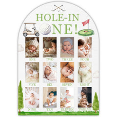 UIBOVA Hole in One board full view showcases 12โ13 photo slots for memories.