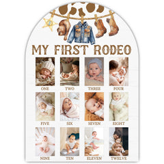 UIBOVA My First Year Photo Board front view for displaying 12–13 baby milestones.
