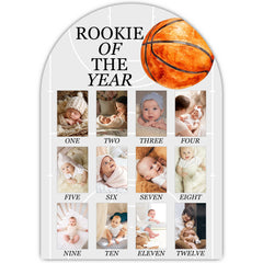 UIBOVA Rookie Of The Year photo board front view with 12 photo slots for milestone memories