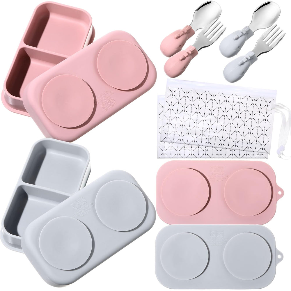 Uiifan baby suction plate in gray with lid for mess-free feeding