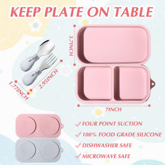 Uiifan baby suction plate in pink with lid for organized meals