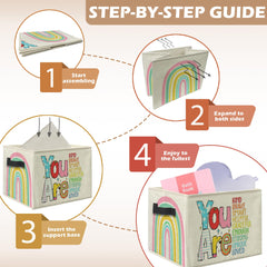uinwk Boho Rainbow bin handle-closeup highlights sturdy carry for daily tasks