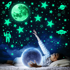 UJoowalk 1078pcs glow stars ceiling kit on wall for calming bedtime ambience.