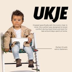 UKJE Cushion Stokke Tripp Trapp side view shows soft padding for relaxed toddlers