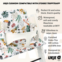 UKJE cushion side view highlights quick installation with no tools required.