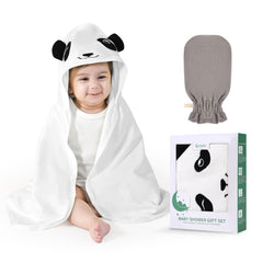 UKMOT hooded baby towel panda for newborns, quick warmth after baths.