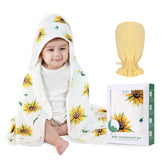 UKMOT Hooded Baby Towel Sunflower wraps newborn in soft, absorbent warmth after bath.