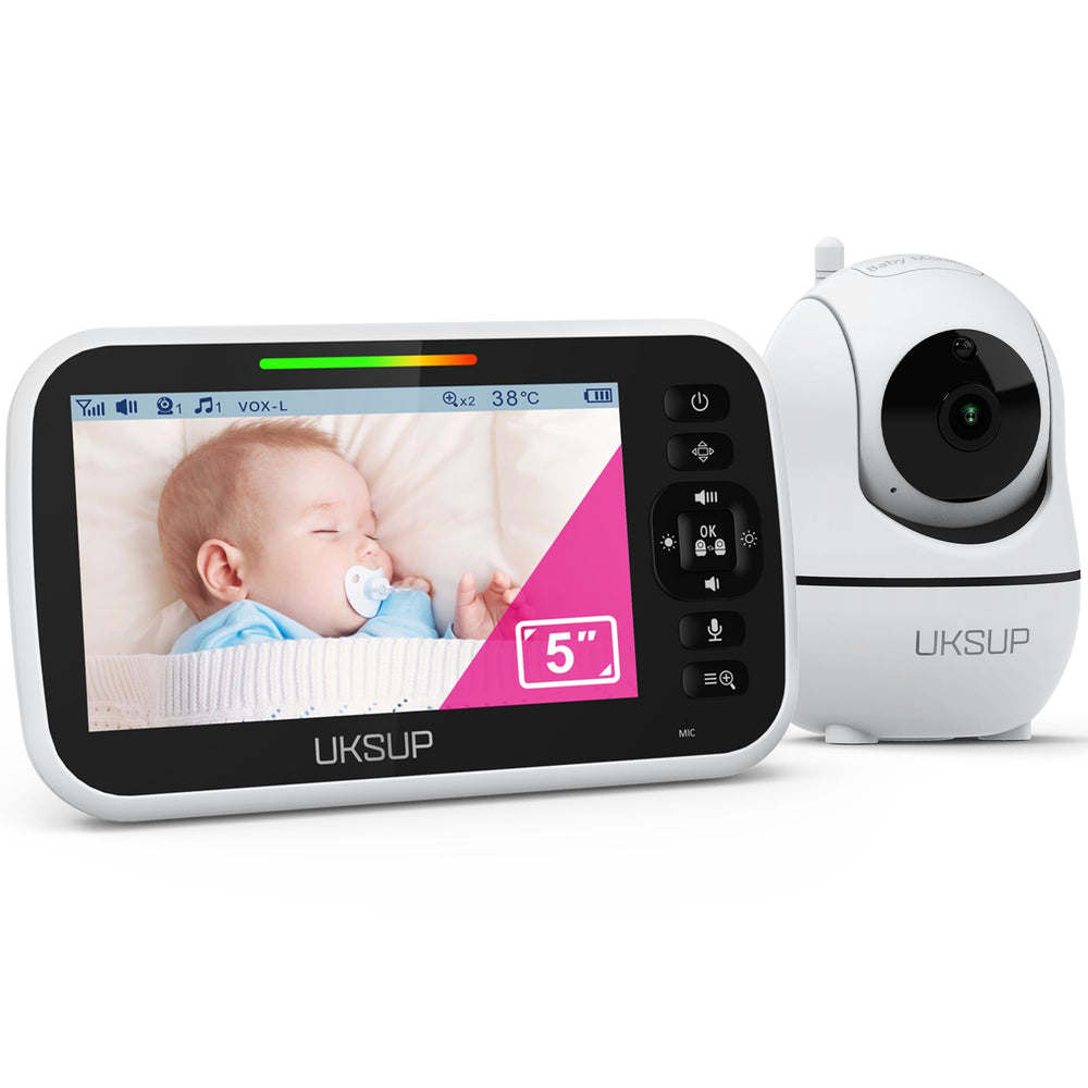 UKSUP baby monitor with 5-inch LCD view for crystal-clear baby monitoring and quick checks.