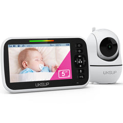 UKSUP baby monitor with 5-inch LCD view for crystal-clear baby monitoring and quick checks.