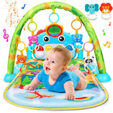 UMIKU Dinosaur Baby Gym Mat setup showcases engaging colors and detachable toys for exploration.