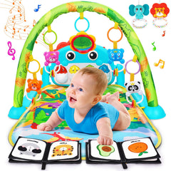 UMIKU dinosaur play mat with arch toys encourages early reach.