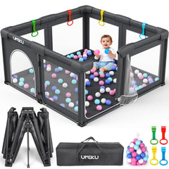 UMIKU foldable playpen assembly for quick, safe indoor setup and use