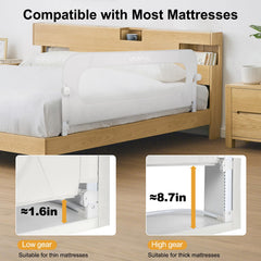 UNAPHO bed rail adjustable height adapts to mattress thickness and bed sizes.