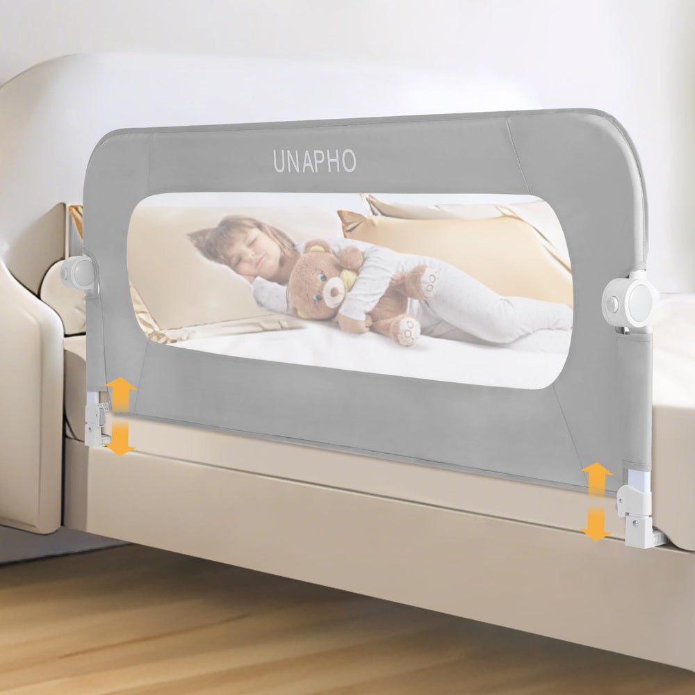 UNAPHO bed rail swing-down design for easy, safer toddler bedtime transitions
