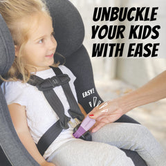 UnbuckleMe lever-arm-action demonstrates reduced effort when unbuckling five-point harness