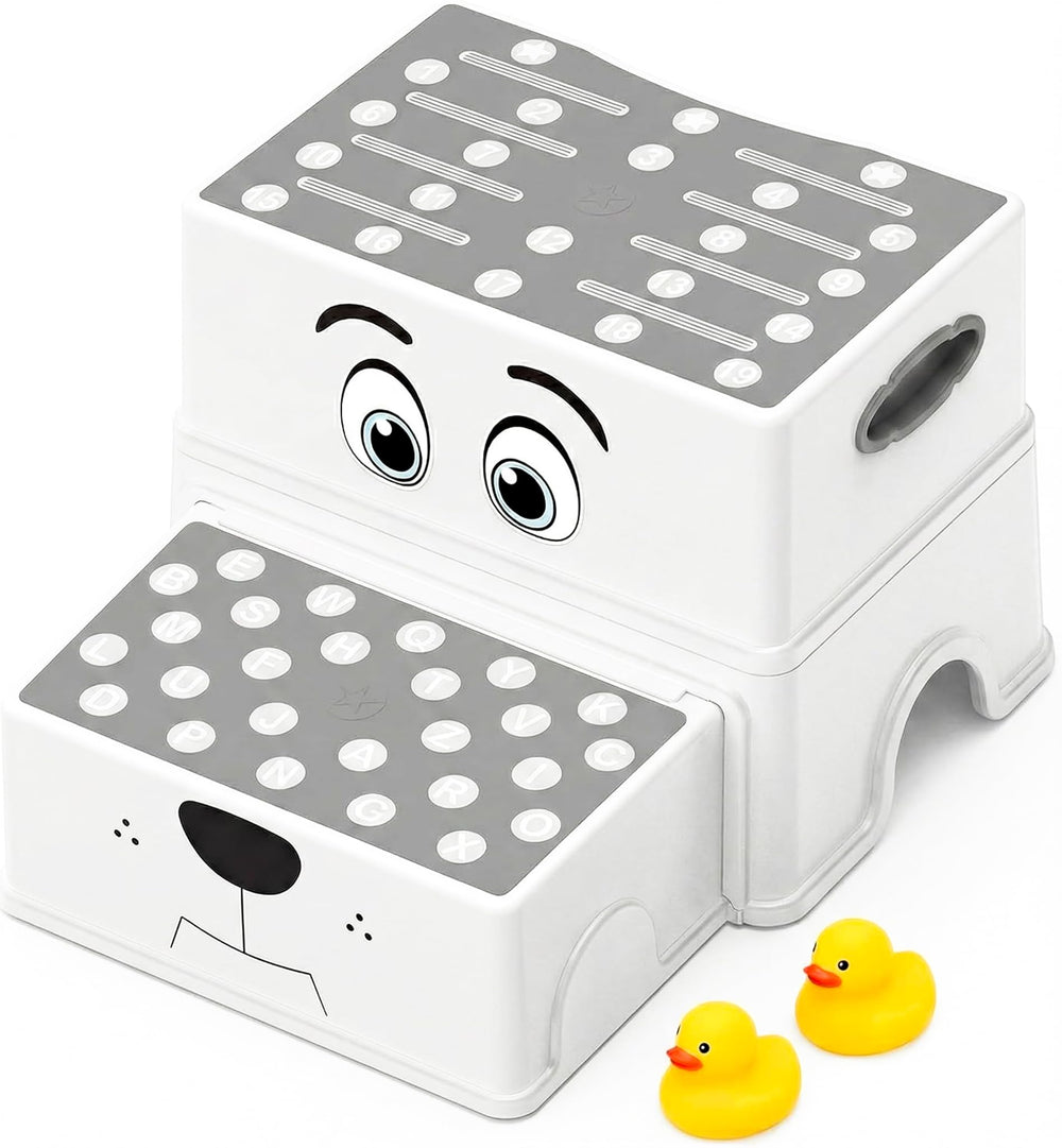 UNCLE WU 2 Step Stool for bathroom use supports easy potty training routines