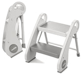 UNCLE WU foldable step stool side view for compact bathrooms and easy reach