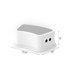 UNCLE WU kids step stool gray-white side view showing stable base for independent tasks